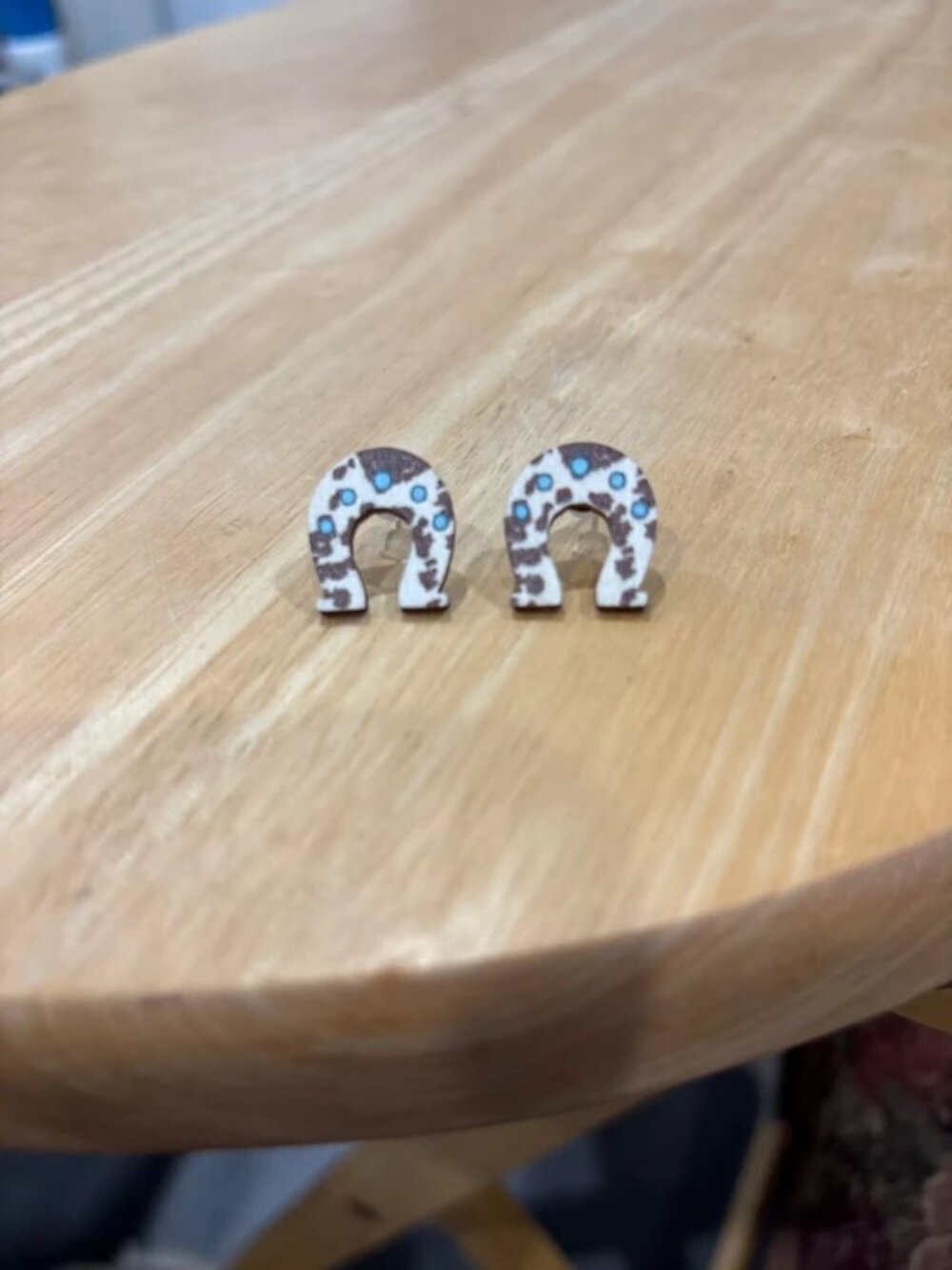 Dixie Ranch Boutique horseshoe wooden earrings